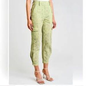 Derek Lam 10 Crosby Mila Floral Eyelet Utility Pants Green